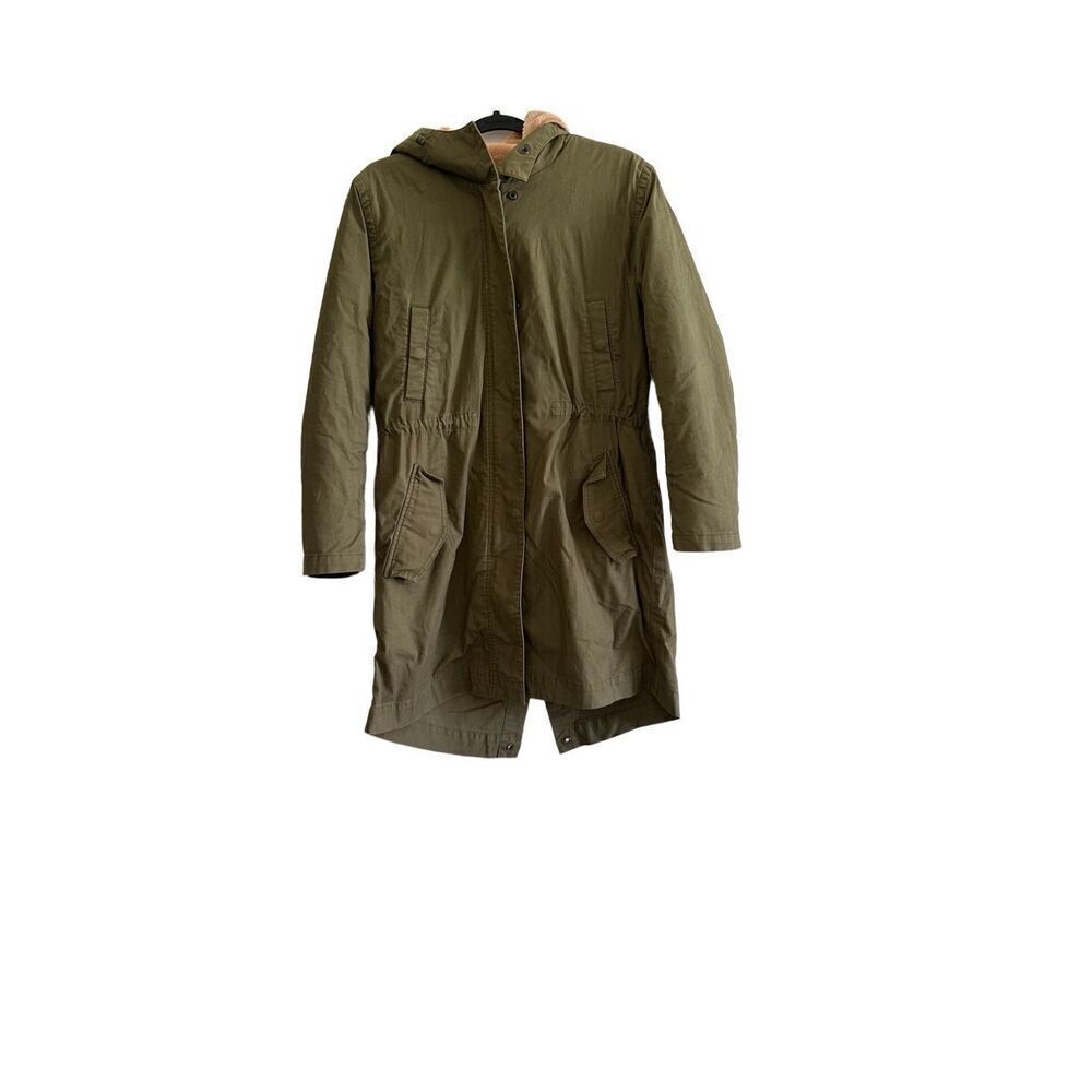 Madewell Parka Coat XS Olive Green Bedford Convertible Lined Pockets